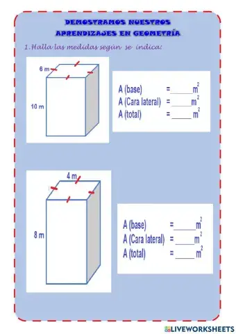Áreas de un prisma cuadrangular