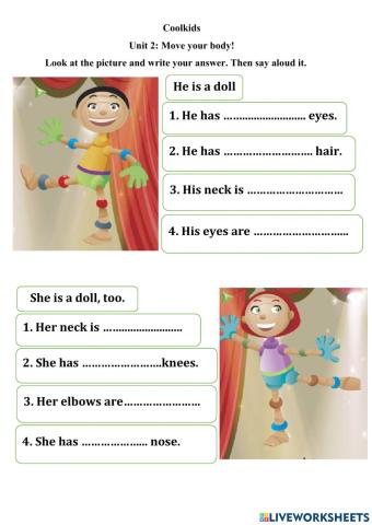 Coolkids- Unit 2Move your body(Sentence Patterns) Choose the correct option