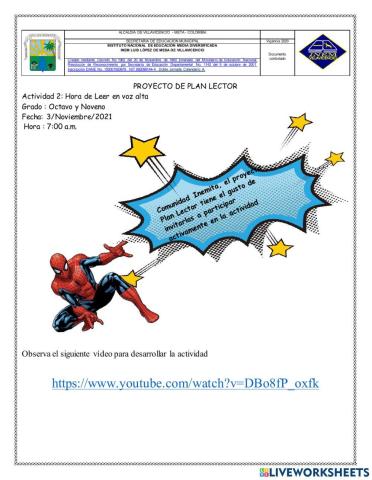 Actividad plan lector