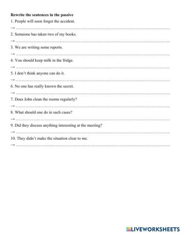 Test 15' (Passive voice: Grade 10)