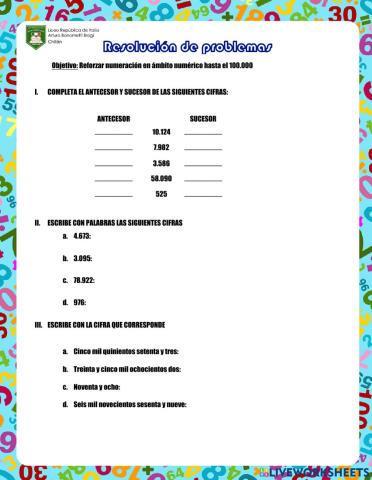 Reforzando numeración hasta el 100.000
