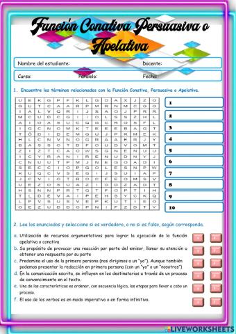 Función Conativa, Persuasiva o Apelativa.