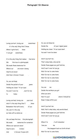 LEARNING ENGLISH WITH SONGS - Ed Sheeran Photograph