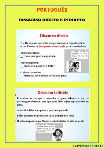 Português- Discurso direto e indireto