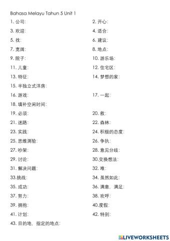 Bahasa melayu tahun 5 UNIT 1