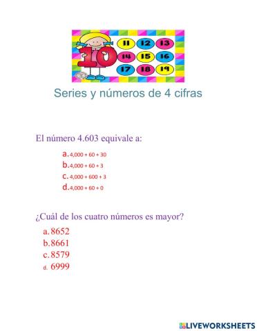 Series y números de 4 cifra