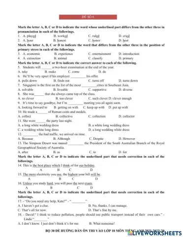 Ôn thi vào 10 - đề 6