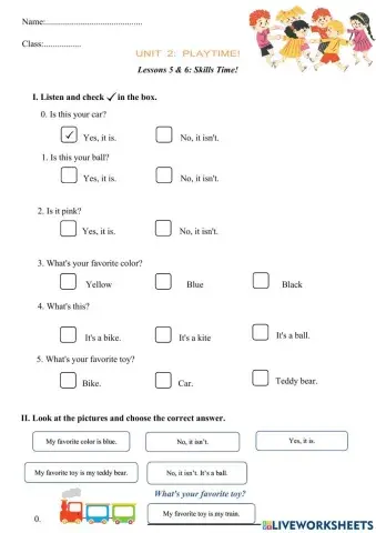 Grade 3 - Unit 2: PLAYTIME - Lessons 5 & 6: Skills Time!