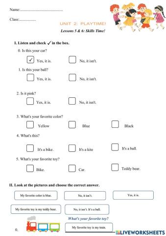 Grade 3 - Unit 2: PLAYTIME - Lessons 5 & 6: Skills Time!