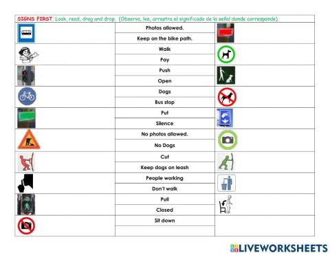 Traffic signs first grade