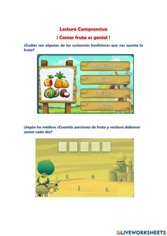Lectura Comprensiva ¡Que rica las frutas!