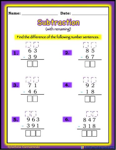 Subtraction with renaming