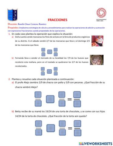 Problemas de adición y sustracción de fracciones