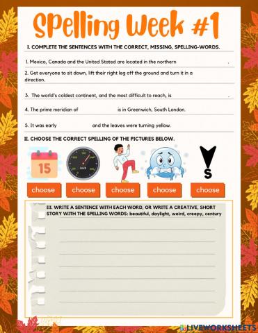 5th Grade Spelling Week 1 Theme 2   2021-2022