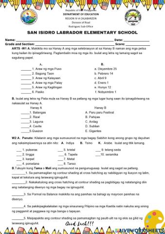 1Q Summative Test in ARTS 5