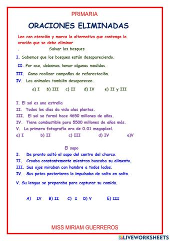 Oraciones eliminadas
