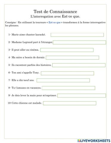 La tournure: Est-ce que