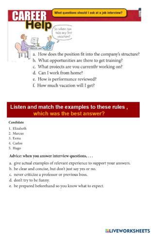 Job interview questions