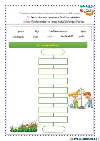 ผังงานการปลูกต้นไม้ลงดิน