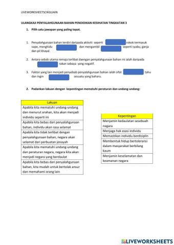 Penyalahgunaan Bahan PJPK Tingkatan 3