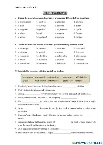 L9 - Giữa Kì 1 - Đề 1 - Phần 1
