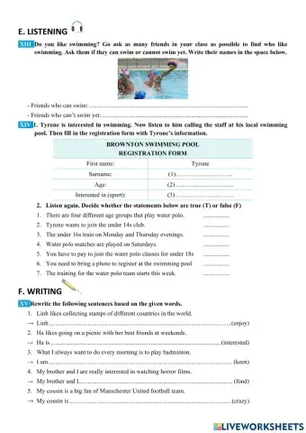 English 7 big4 unit 1 listening and writing