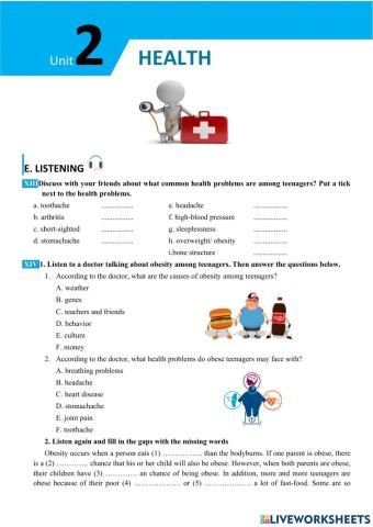 English 7 big4 unit 2 listening and writing