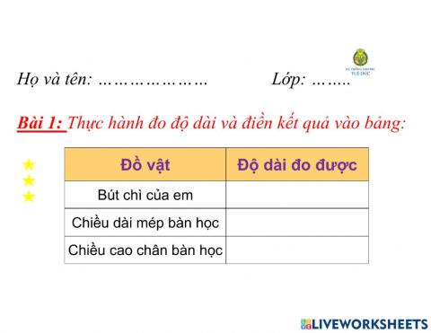 Thực hành đo độ dài