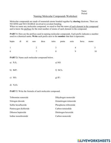 Naming Molecular Compounds