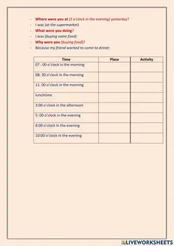 Past Continuous speaking