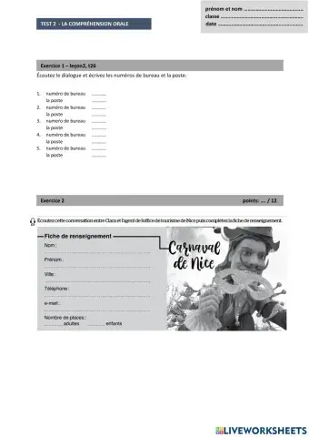 Slušni test - unité 2