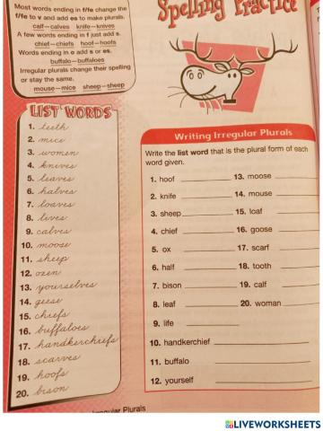 Spelling Workout pg. 110