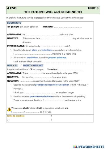 Be going to and will