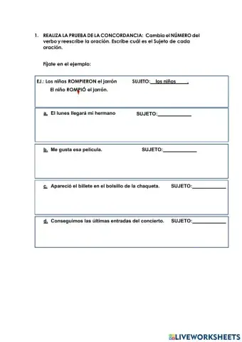 Concordancia sujeto y verbo