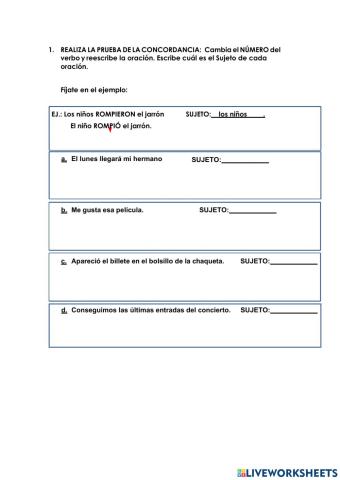 Concordancia sujeto y verbo