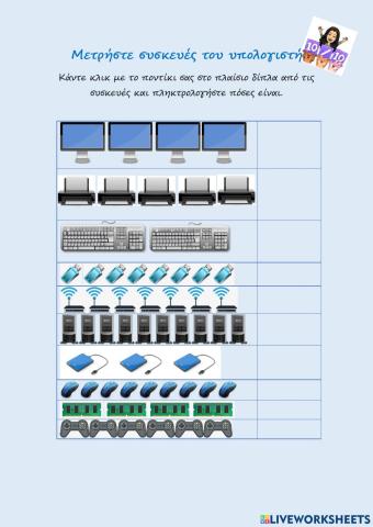 Μετρώ τις συσκευές του υπολογιστή.