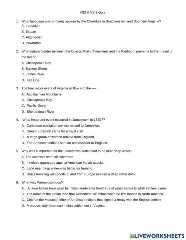 VS2 & VS3 Quiz
