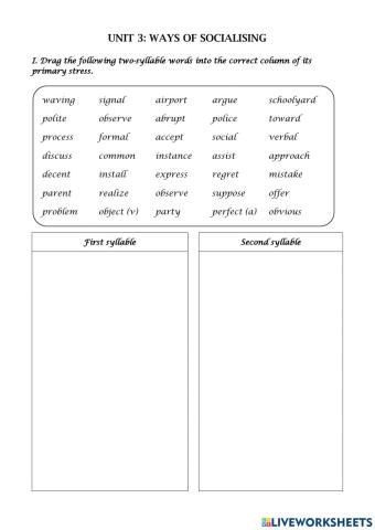 Grade 12 - Unit 3 - Practice worksheet
