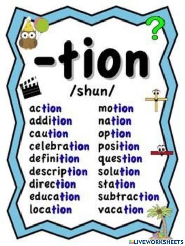 Tion words