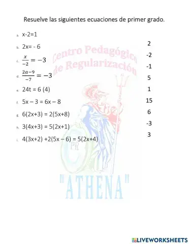 Ecuaciones de primer grado