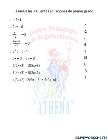 Ecuaciones de primer grado