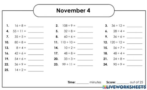 Nov 4 Mental Math