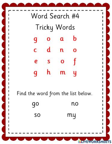 Tricky Words Word Search -4