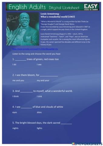 Song Quiz - Louis Armstrong - What a wonderful world