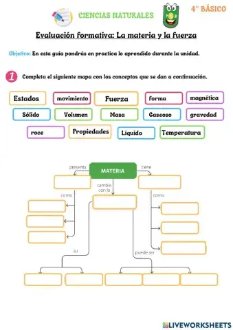 Materia y fuerza-Evaluación formativa-Tarea Ciencias