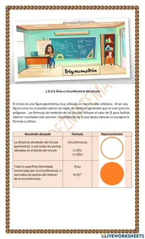 TRIG 1.D.2.b Área y circunferencia del círculo