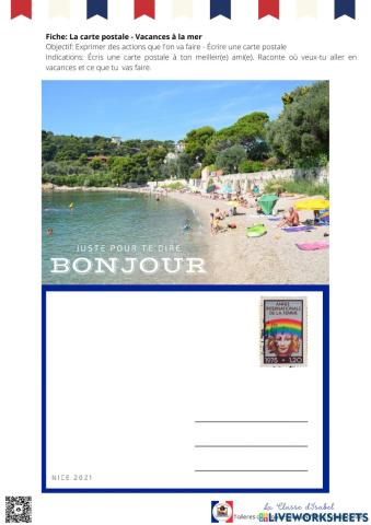 Carte postale - Mes vacances à la mer