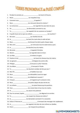 Passé composé des verbes pronominaux