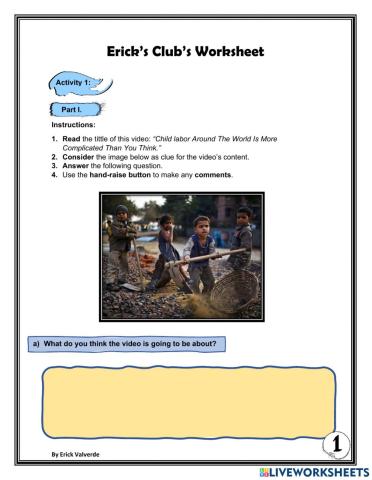 Erick's Speaking Club: Child Exploitation