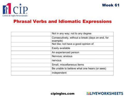 Phrasal verbs and Vocabulary exams Week 61